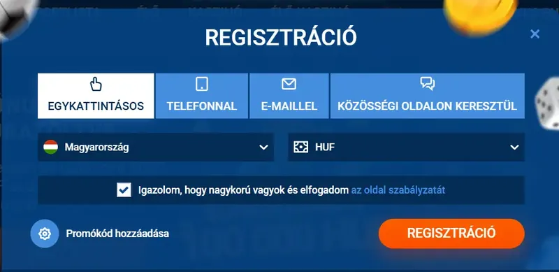 Mostbet regisztrációs űrlap – 4 módszer közül választható